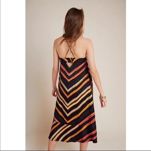 Anthropologie Multicolor Chevron Midi Slip Dress - Picture 5 of 8